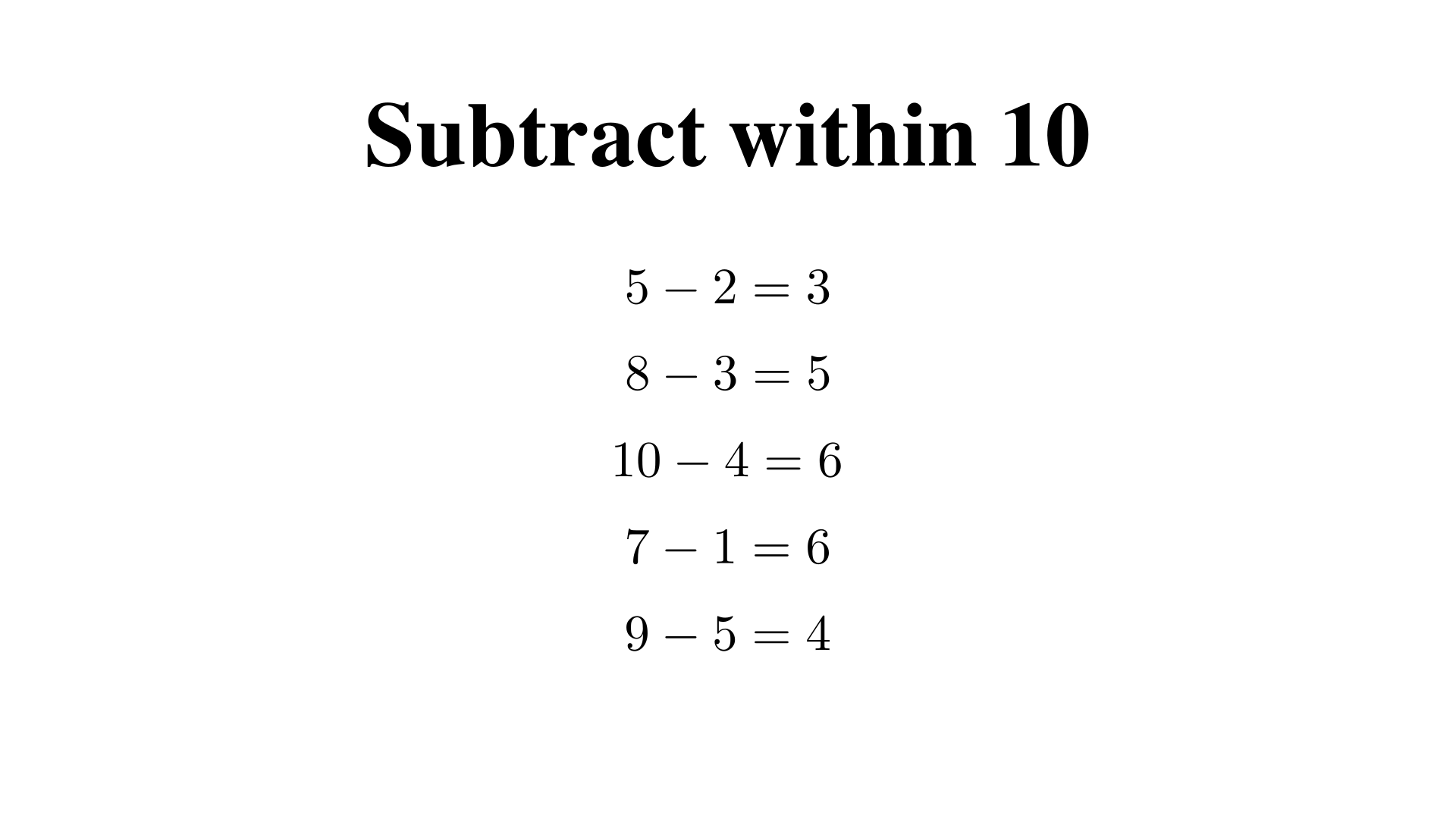"Subtract within 10