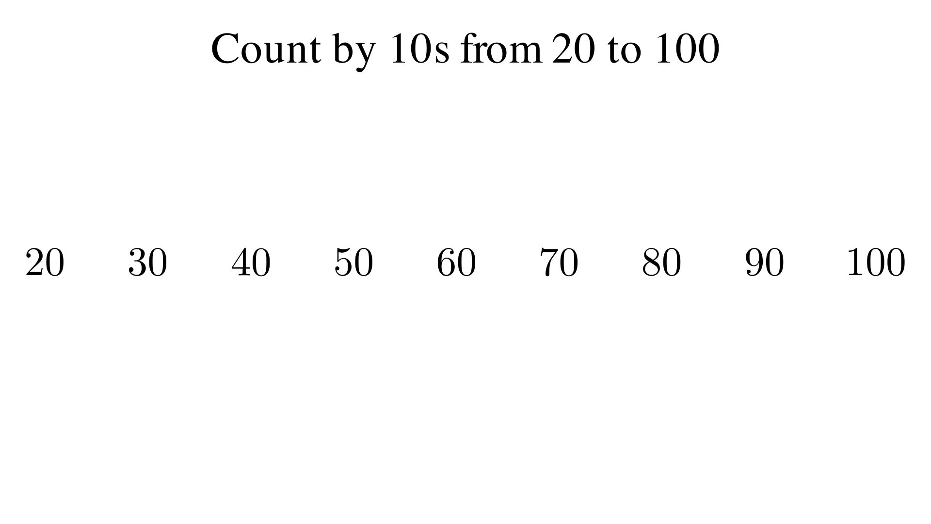 Count by 10s from 20 to 100