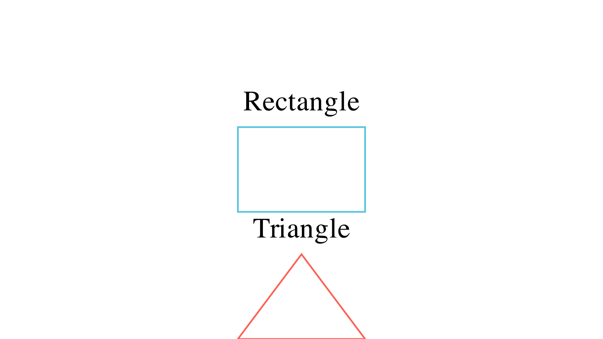 Draw a rectangle and a triangle. Label each?
