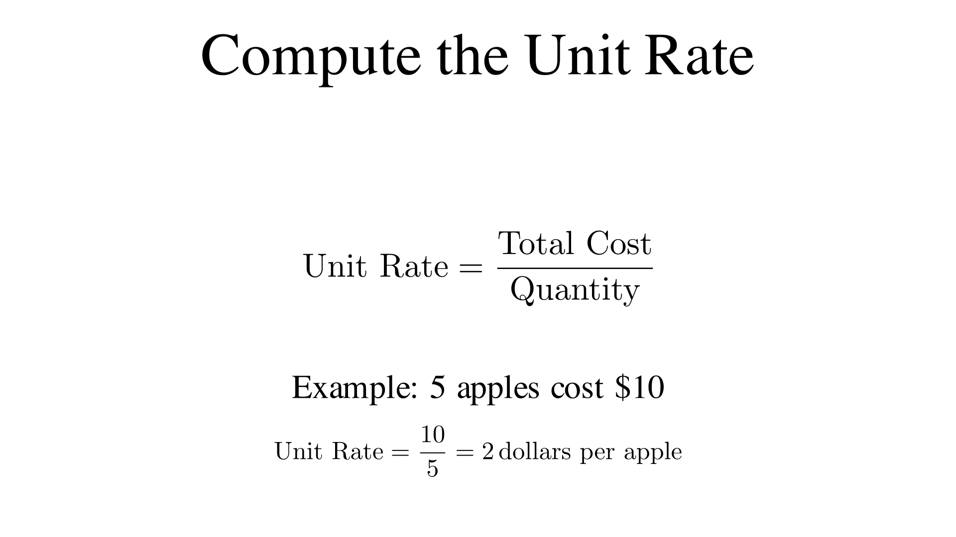 "Compute the unit rate