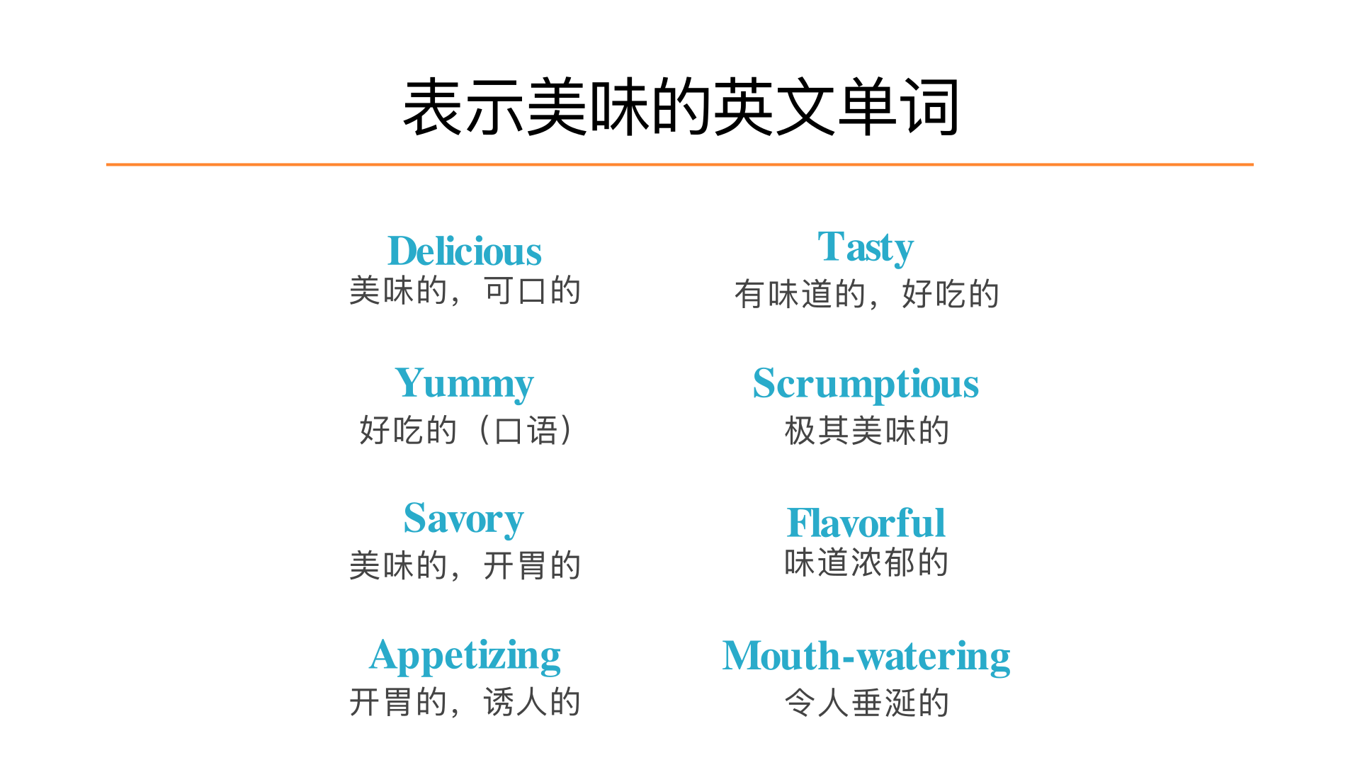 表示美味的英文单词有哪些